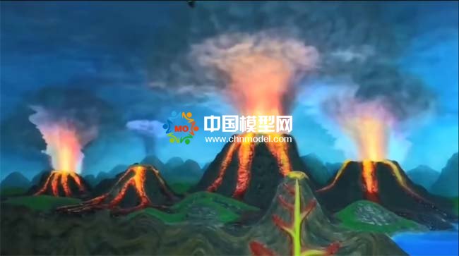 火山噴發(fā)場景沙盤模型